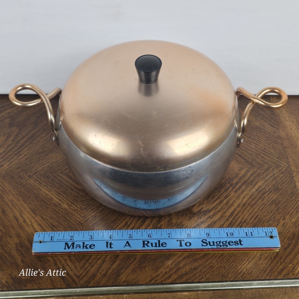 Wear-Ever Hallite Stockpot Aluminum Cooper 5.5 Qt Handles Lid Sauce Pan #2106 - Picture 11 of 12
